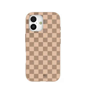 Chocolate Brown Latte Check iPhone 17 Case Protective Build Everyday Fit