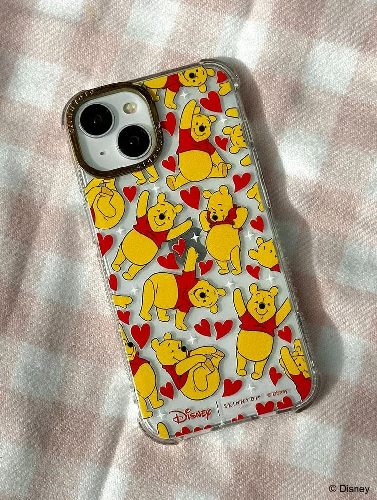 Colorful Pattern Polished Style Disney Winnie The Pooh Hearts Shock iPhone Case