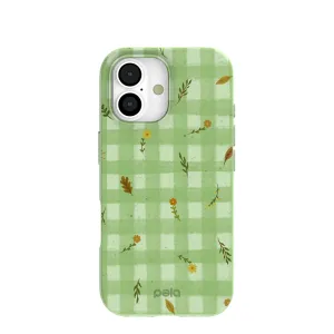 Matte Texture Surface Sage Green Fall Gingham iPhone 17 Case