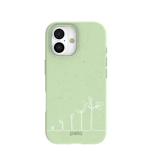 High protection Hybrid Finish Texture Sage Green Grow and Flourish iPhone 17 Case
