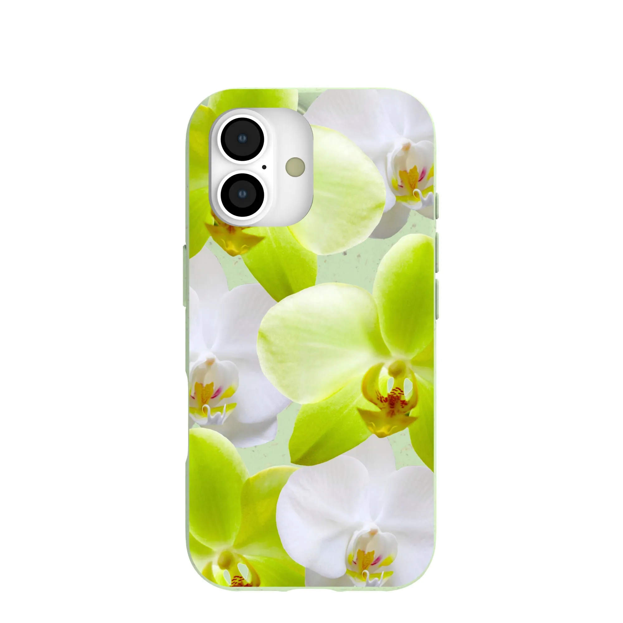 Transparent Edge Durable Edge Finish Sage Green Orchid Blooms iPhone 17 Case