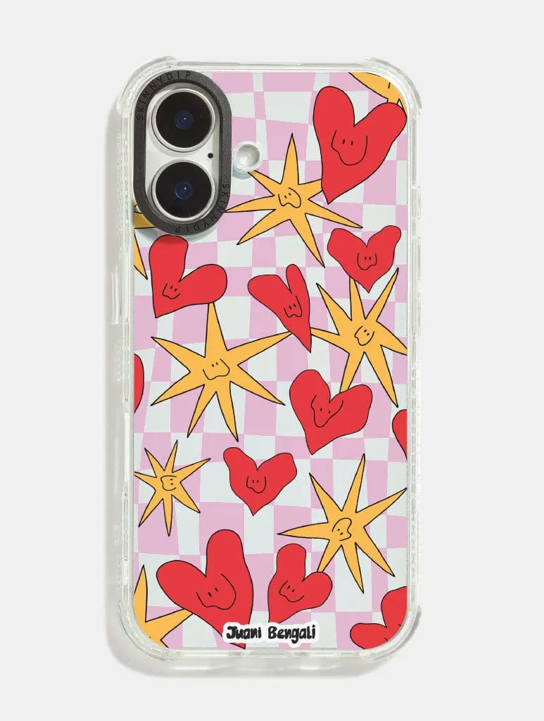 Juani Bengali x Skinnydip Hearts And Stars Shock iPhone Case Rugged Build Texture Vivid Pattern