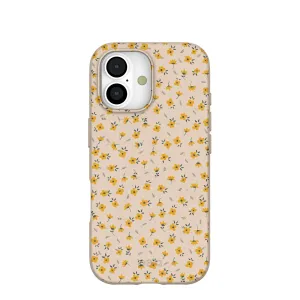 Trendy Detailing Matte Texture Surface Seashell Little Yellow Flowers iPhone 17 Case