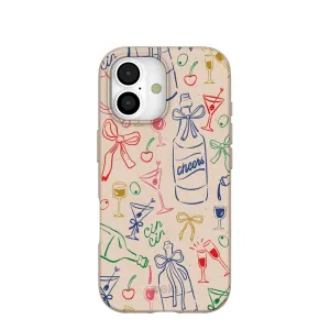 Shock Absorption Layer Rugged Surface Seashell Midnight Toast iPhone 17 Case