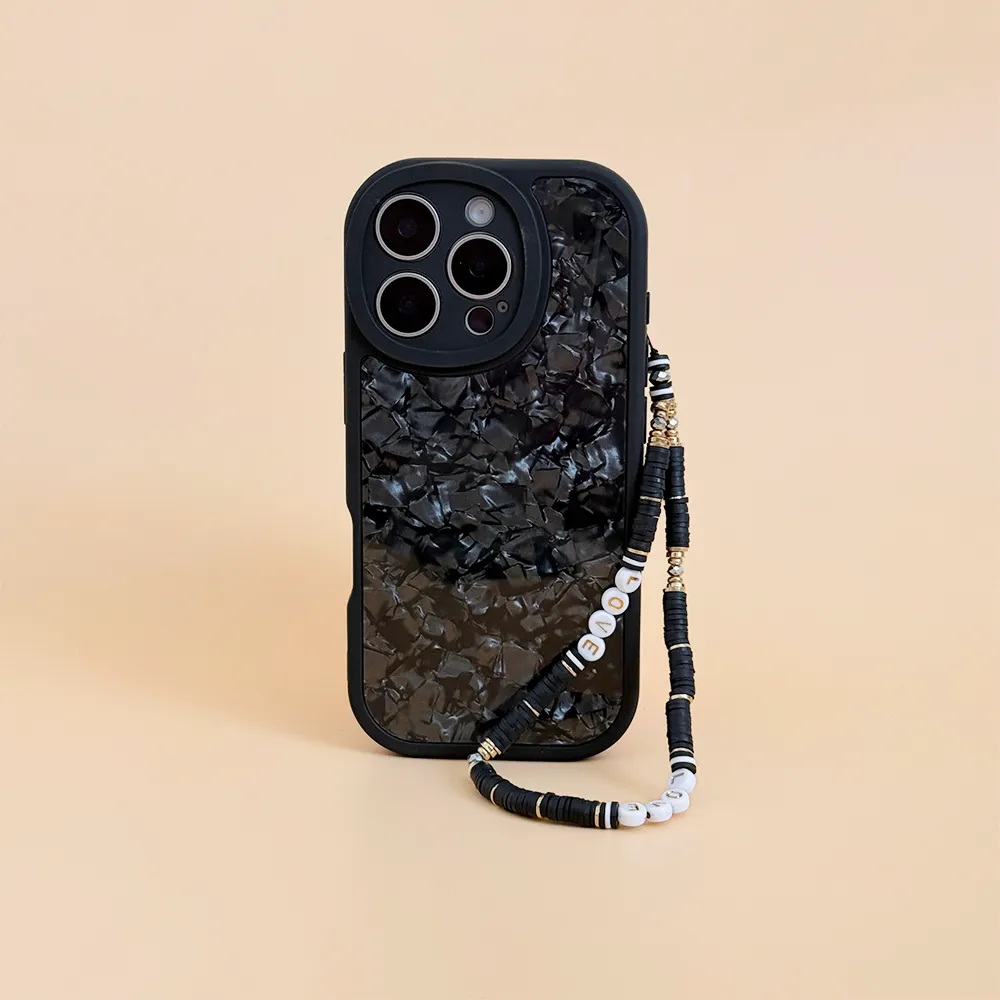 fitness gear Beaded Phone Strap - Black & Gold Love
