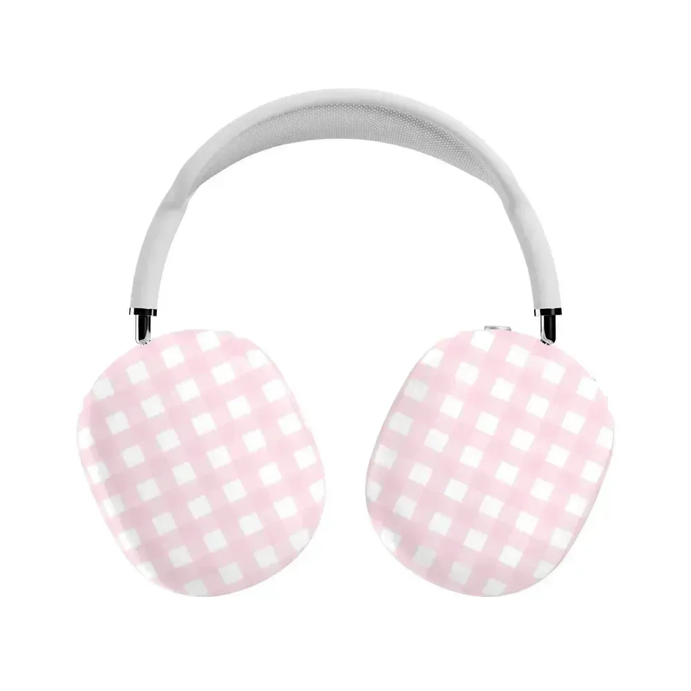 soft touch travel airpods protector Pink Plaid | Sunday Best AirPods Max Case