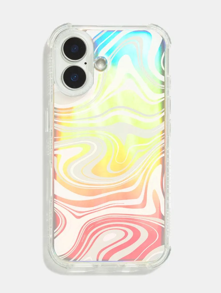 White Swirl Holo Foil Shock iPhone Case Edge Shield Creative Style