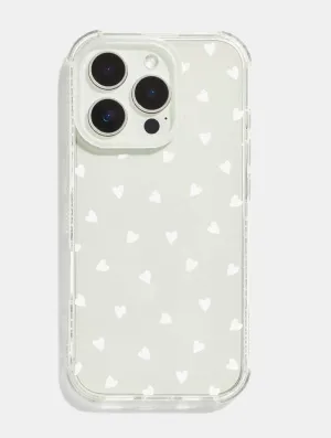 White Ditsy Hearts Shock iPhone Case Hybrid Edge