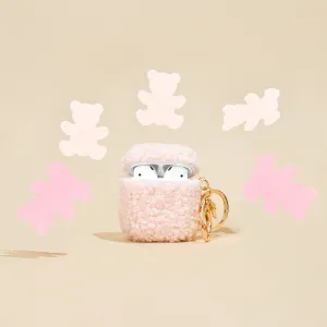 portable ergonomic gradient leather airpods shell Teddy Airpods Case - Pink