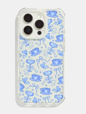 Espresso Blue Bow Shock iPhone Case Durable Texture Layer