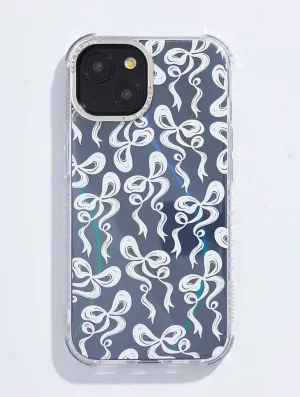 White Bow Swirl Shock iPhone Case Trendy Design Rugged Outline