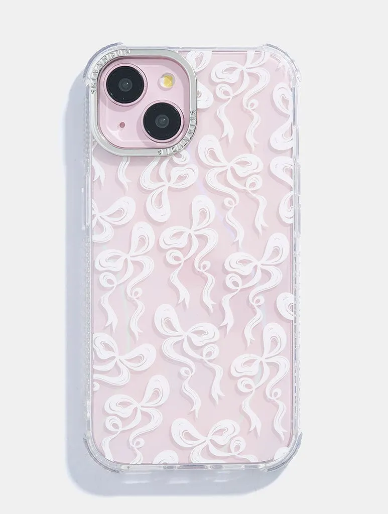 White Bow Swirl Shock iPhone Case Modern Aesthetic