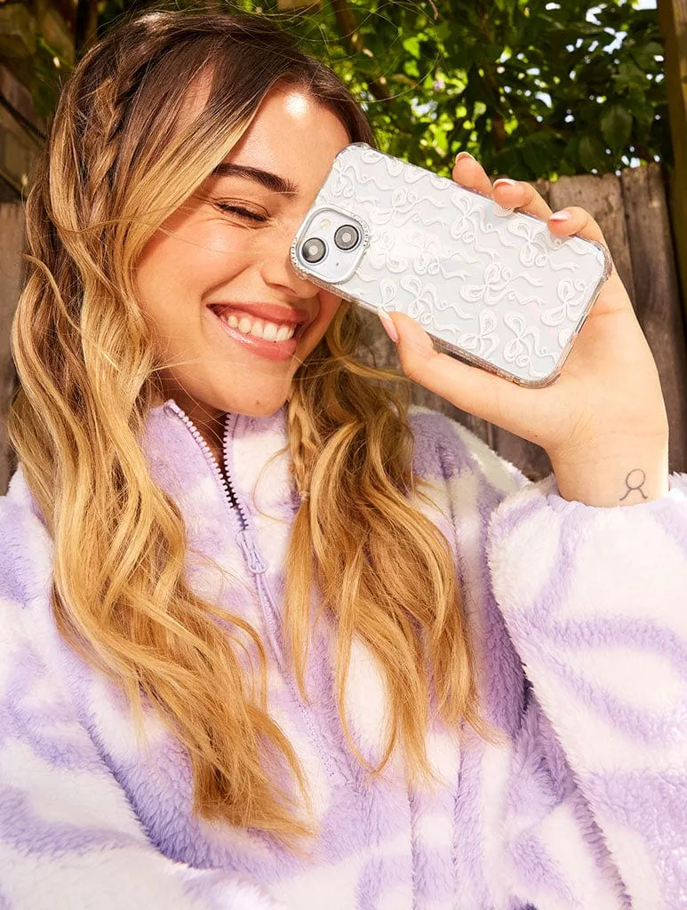 White Bow Swirl Shock iPhone Case Minimal Style