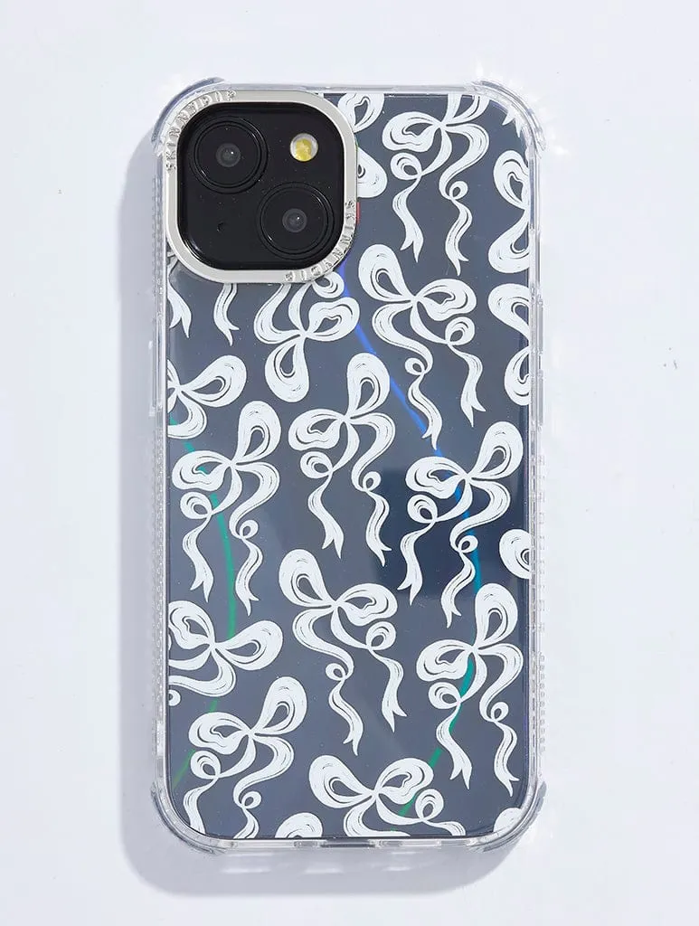 White Bow Swirl Shock iPhone Case Trendy Design Rugged Outline