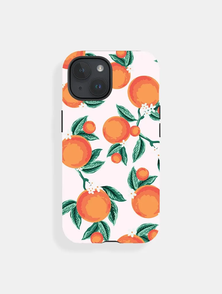 Floral Orange Ultra Protective iPhone Case Shockproof Frame