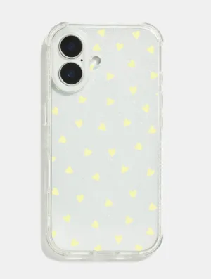 Yellow Ditsy Hearts Shock iPhone Case Minimal Style