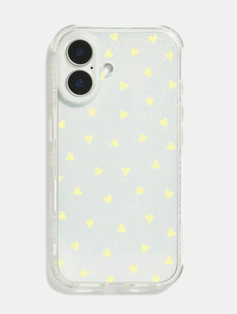 Stylish Cover Yellow Ditsy Hearts Shock iPhone Case