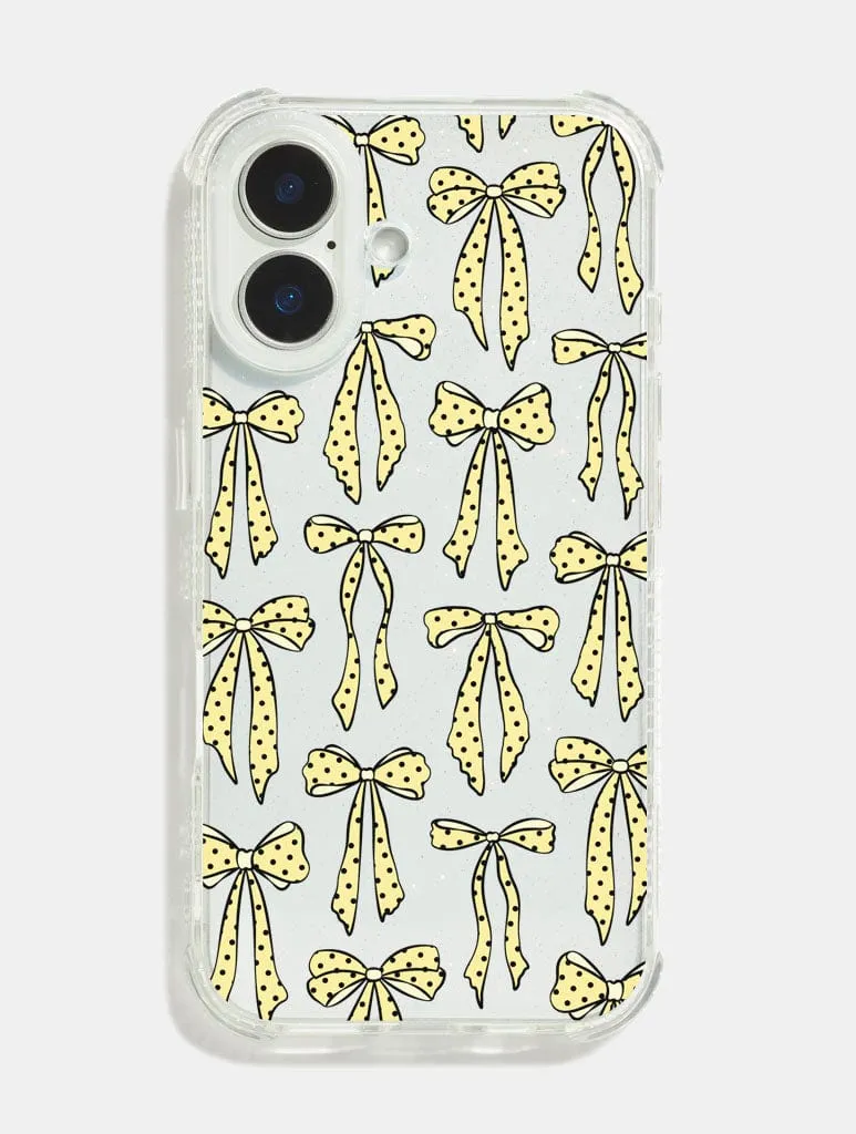 Yellow Polka Dot Bows Shock iPhone Case Flexible Build Form Smooth Shape