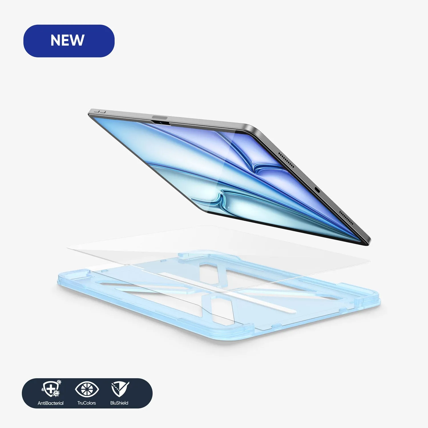 Screen Shield Pro unbreakable glass film ONETIME NanoArmour 11-inch for iPad Air 6 Ultra Clear Screen Protector (2024-2025): Clear Blue Light Blocker, No Blue Tint, TruColor