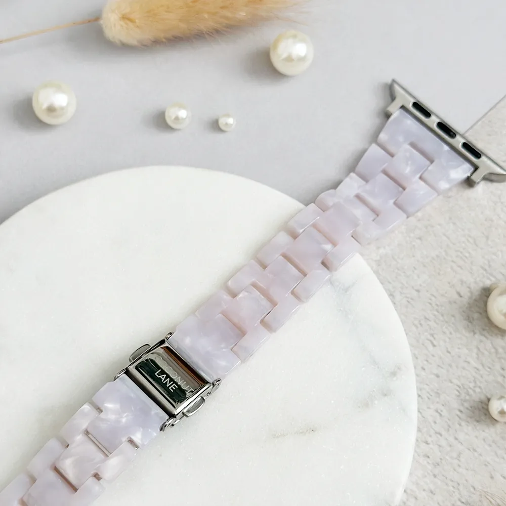 Stylish Rugged Fit Slim Luxe Pearl Apple Watch Strap