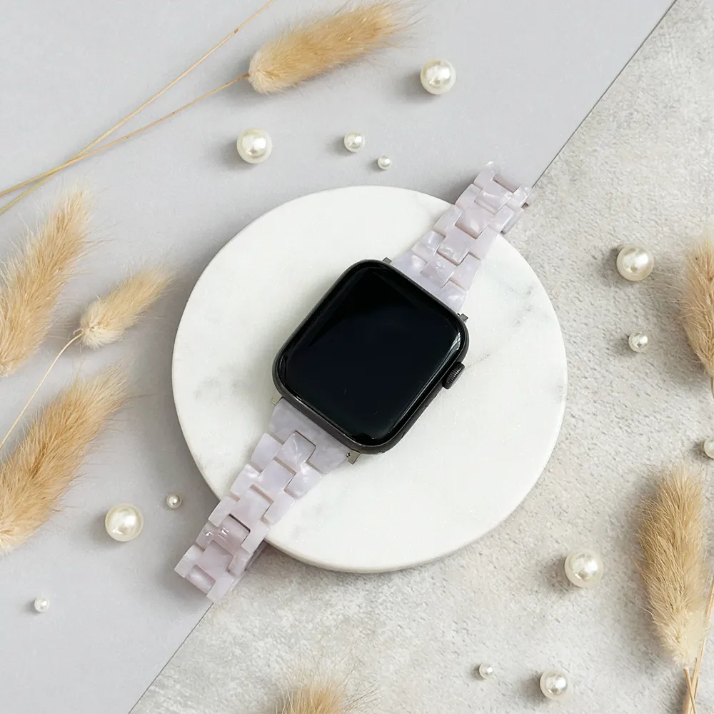 Durable Strap Active Use Slim Luxe Pearl Apple Watch Strap