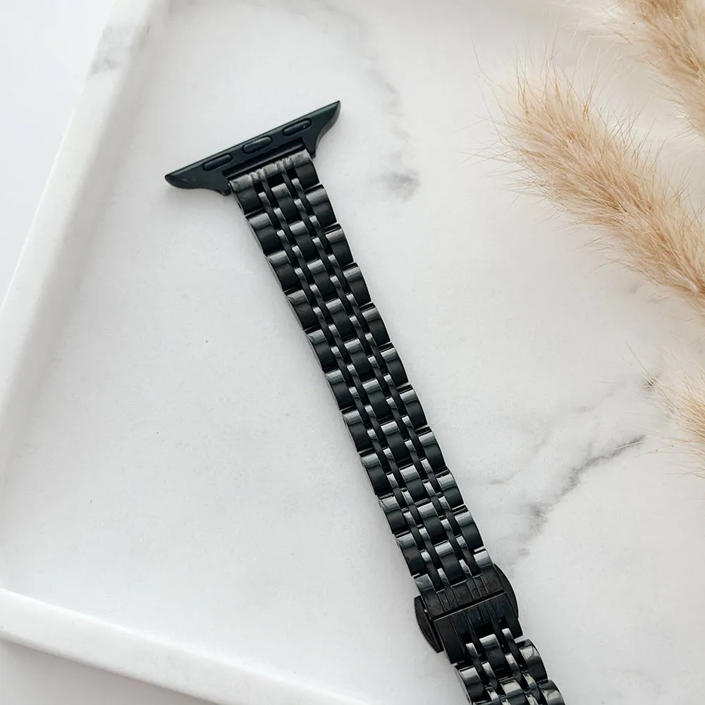 Gift Idea Stylish Classic Fit Slim Stainless Steel Apple Watch Strap - Black