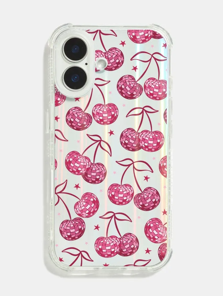 Burgundy Disco Cherries Shock iPhone Case Soft edges