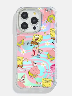 Protective Texture Layer Hybrid Detail SpongeBob x Skinnydip Swirl Holo Foil Shock iPhone Case
