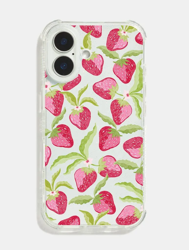 Textured Comfort Polished Detail Edge Strawberry Blossom Shock iPhone Case