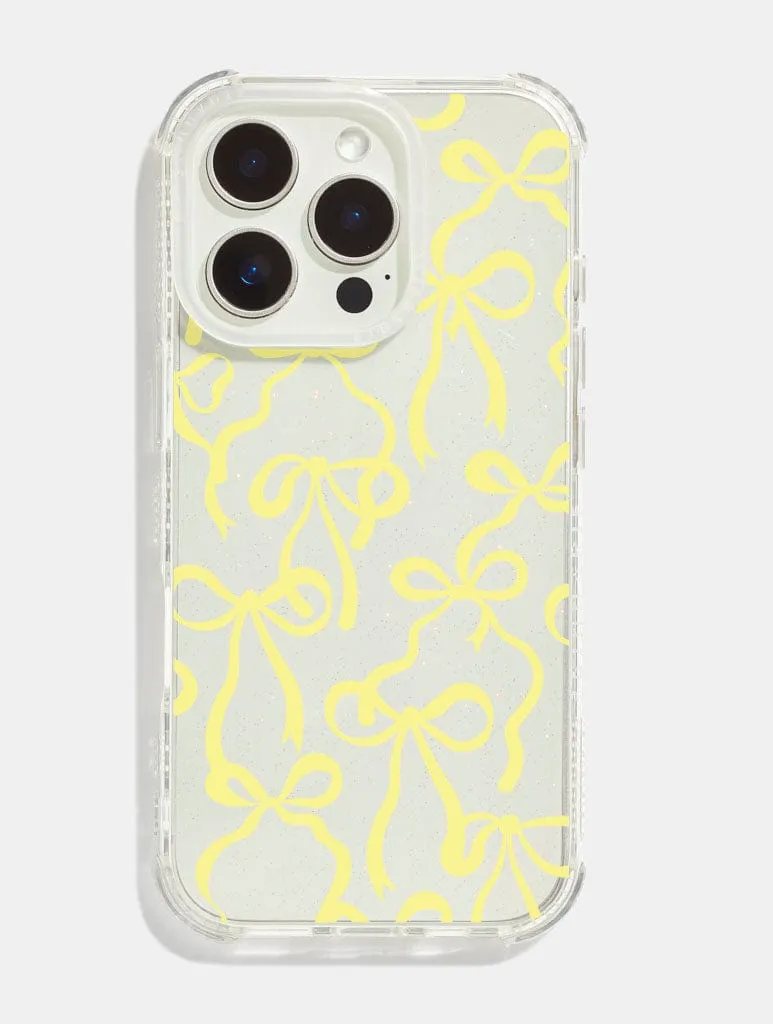 Stylish Grip Texture Yellow Bows Shock iPhone Case