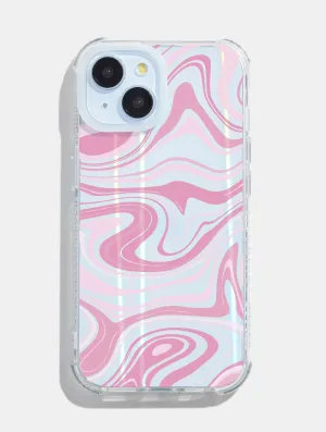 Baby Pink Swirl Holo Shock iPhone Case Rugged Edge Texture Comfort Finish Layer