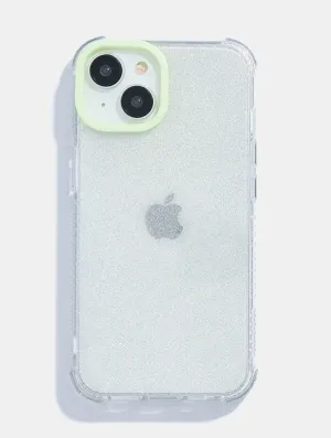 Minimal Glitter Mint Shock iPhone Case Polished Detail Edge Light Form