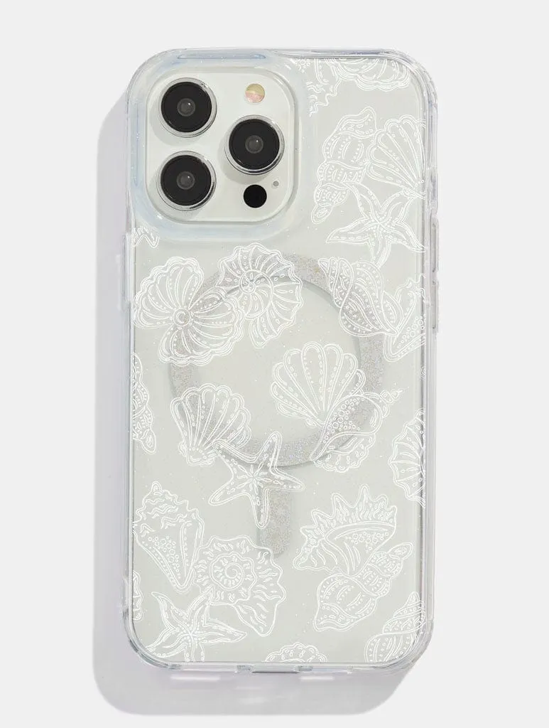White Sea Shells Glitter MagSafe iPhone Case Affordable option
