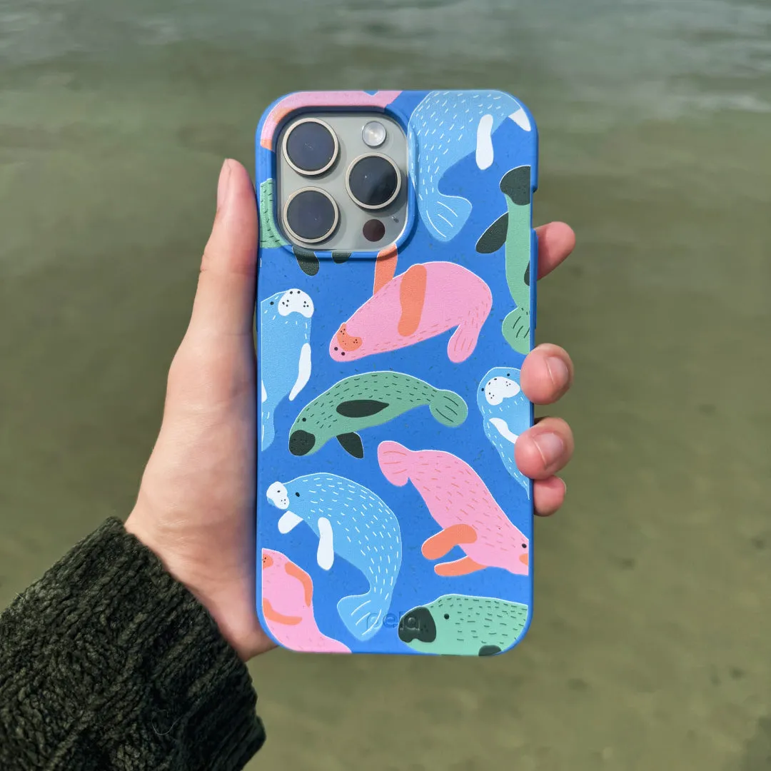 Electric Blue Sea Cows iPhone 17 Case Matte Guard Clear Frame