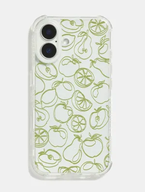 Green Fruit Outline Shock iPhone Case Professional Look Compact Grip