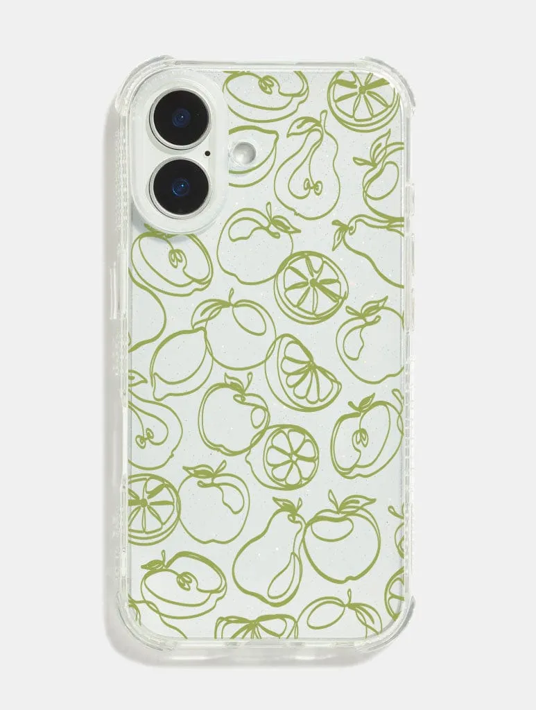 Smooth Shield Green Fruit Outline Shock iPhone Case