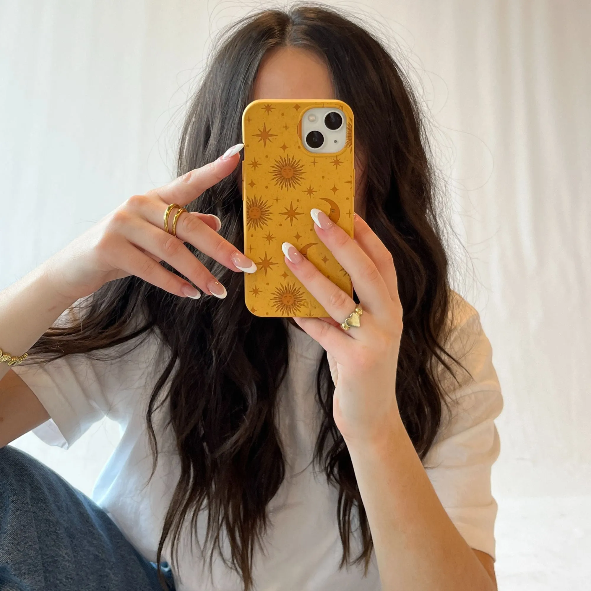 Luxury Pattern Smooth Coating Honey Sun and Moon iPhone 17 Case