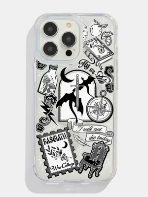 Strong protection Smooth Pattern Design Fourth Wing Sticker Glitter MagSafe iPhone Case