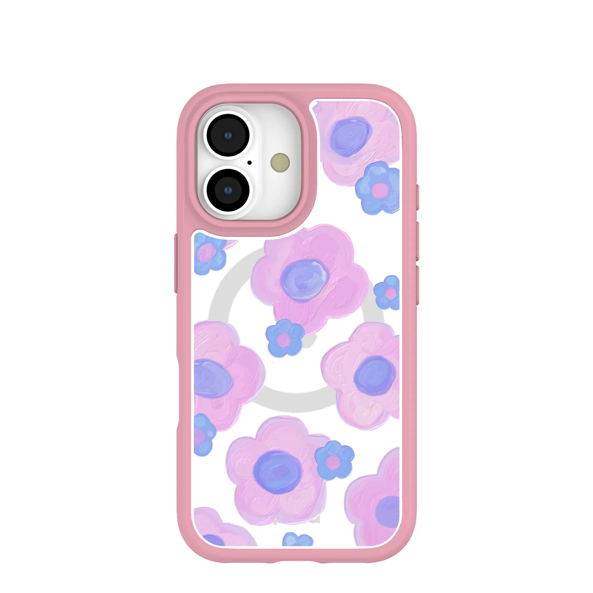 Durable Grip Sleek Build Clear Blush Bloom iPhone 17 Case With Petal Pink Ridge (MagSafe included)