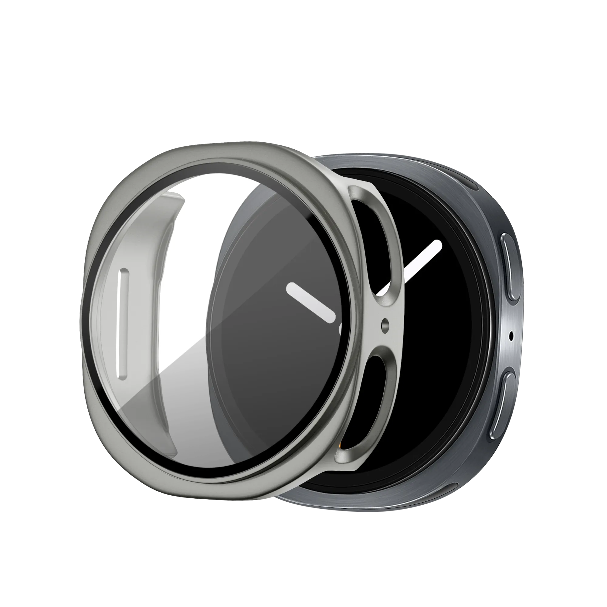 Smartwatch Companion Drop Absorbing Back Bandz Samsung Galaxy Watch 8 - 44mm PC Cover with Glass (Titanium Gold)