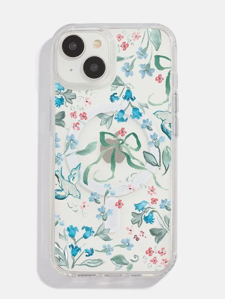Vivid Design Texture Elegant Shield Sophie Amelia Creates x Skinnydip Blue & Coral Meadow MagSafe iPhone Case