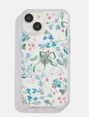 Vivid Design Texture Elegant Shield Sophie Amelia Creates x Skinnydip Blue & Coral Meadow MagSafe iPhone Case