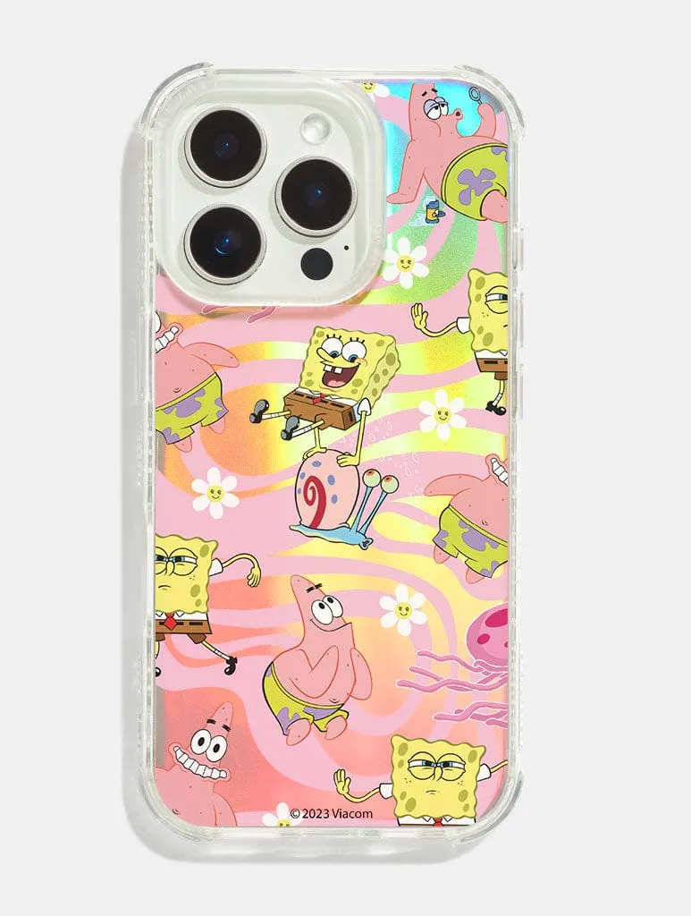 SpongeBob x Skinnydip Swirl Holo Foil Shock iPhone Case Fashion Look Metal Texture