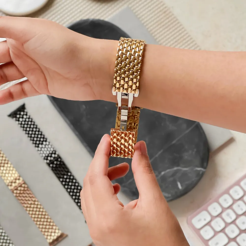 Mermaid Apple Watch Strap - Gold Strong Closure Versatile Outdoor Style