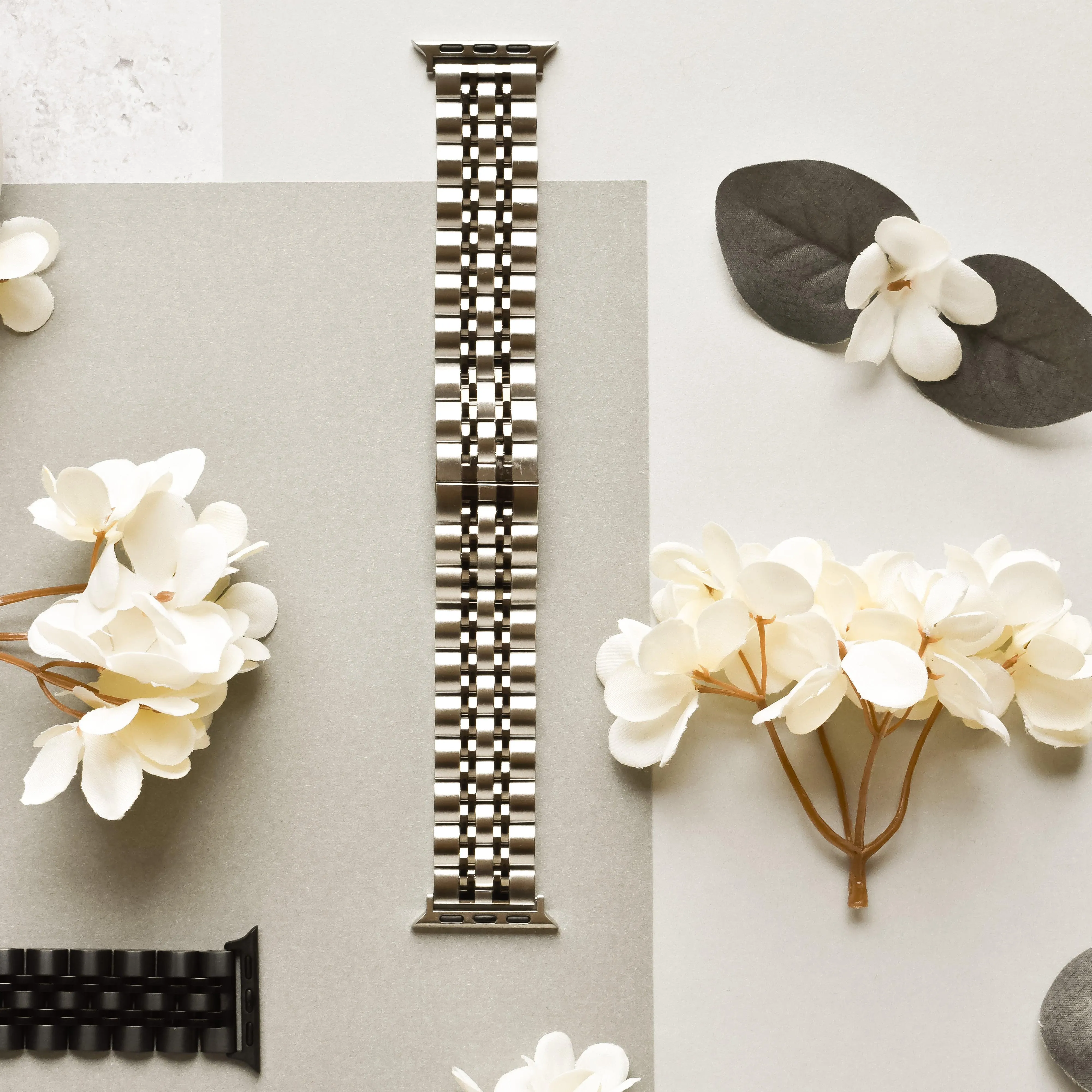 Stainless Steel Apple Watch Strap - Black & Silver Soft Finish