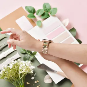 Stainless Steel Apple Watch Strap - Pink, Green & Rose Gold Premium Texture