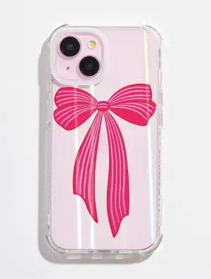 Striped Christmas Single Bow Shock iPhone Case Vibrant Colors Soft Frame