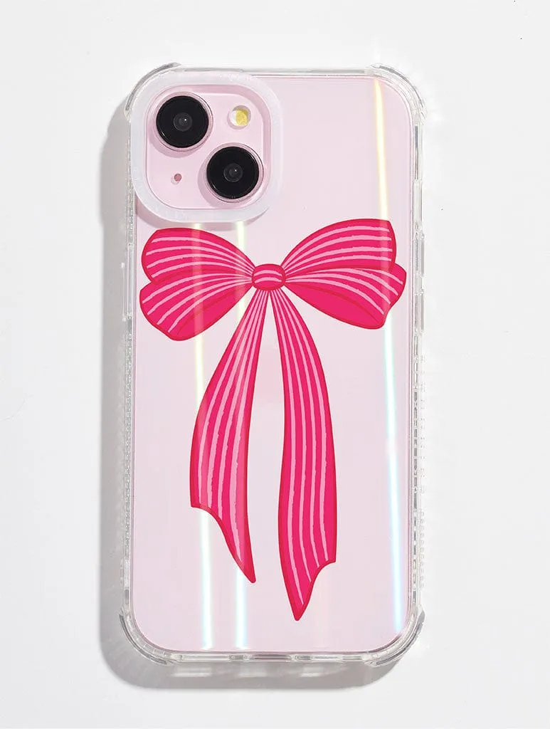 Elegant Finish Design Striped Christmas Single Bow Shock iPhone Case