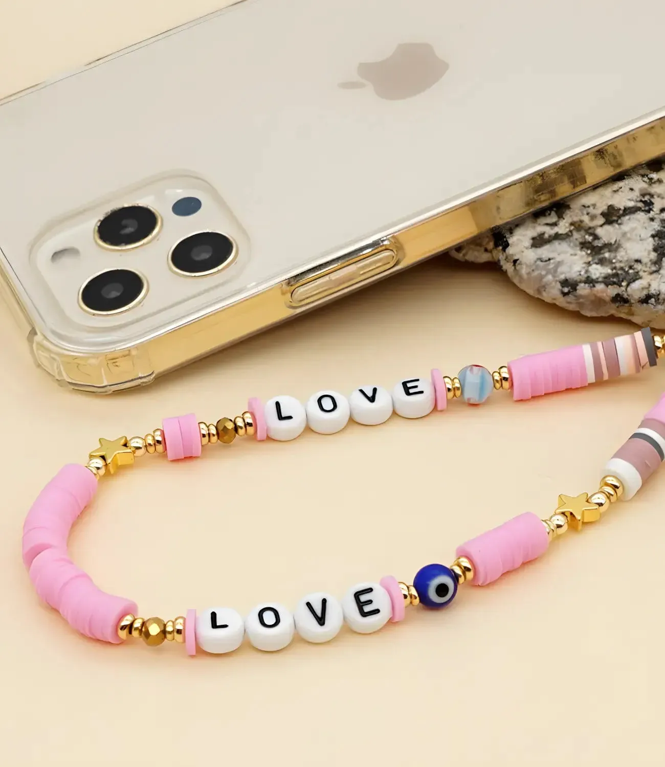 Cute Love - Evil Eye Beaded Phone Charm Soft Fabric Premium Quality Band