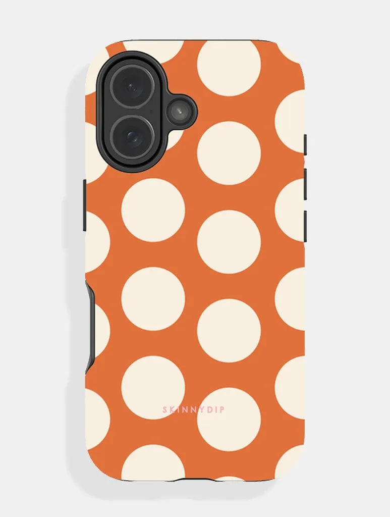 Orange and Cream Polka Dots Ultra Protective iPhone Case Matte Texture Finish Sleek Form